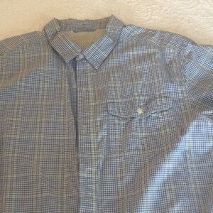 Men's Blue Plaid Button-Down Shirt